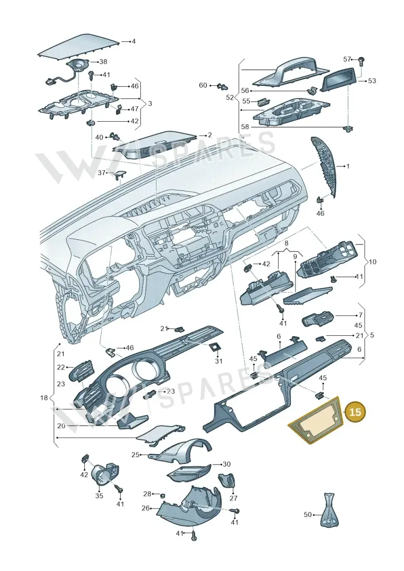 5TB858071GYI2 — Volkswagen Touran 2,0 BlueMotion (2015-2024) diagram 869857100, position 15