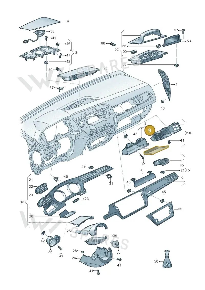 5TB858648A9B9 — Volkswagen Touran 2,0 BlueMotion (2015-2024) diagram 869857100, position 9