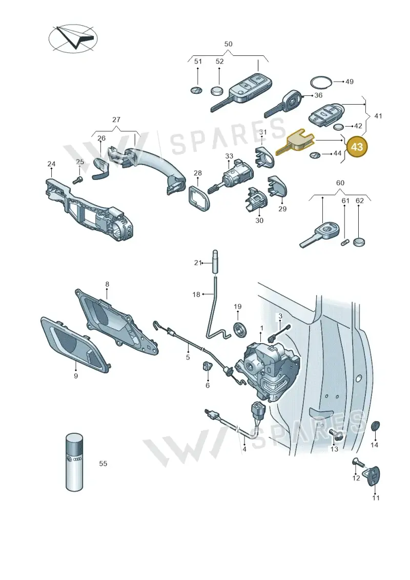 5U0837219AFINF — Volkswagen Spacefox (2014-2019) diagram 515837000, position 43