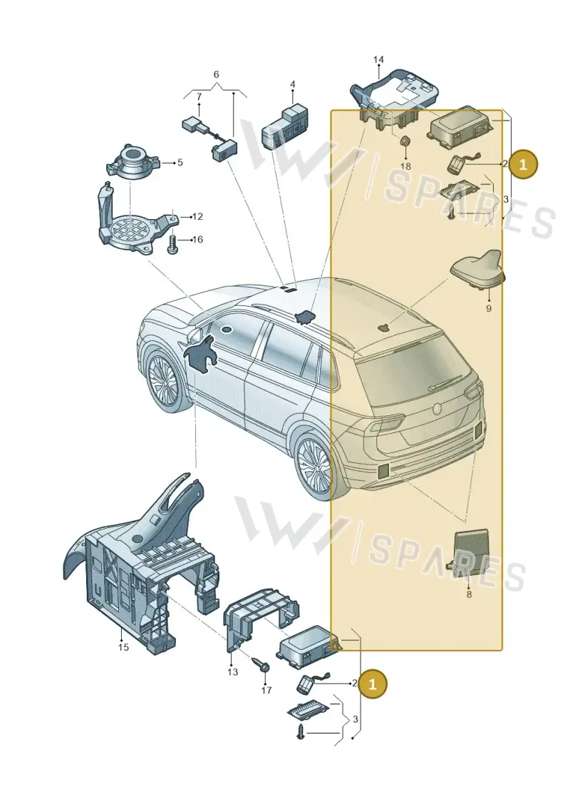 5WA035282C — Volkswagen Tiguan 2.0 4Motion (2017-2024) diagram 884035600, position 1