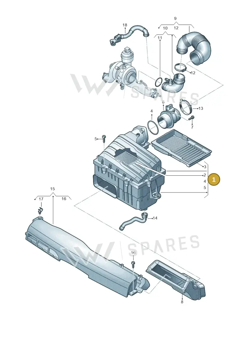 5WA129607 — Volkswagen Polo 1.0 BlueMotion (2017-2024) diagram 837129800, position 1