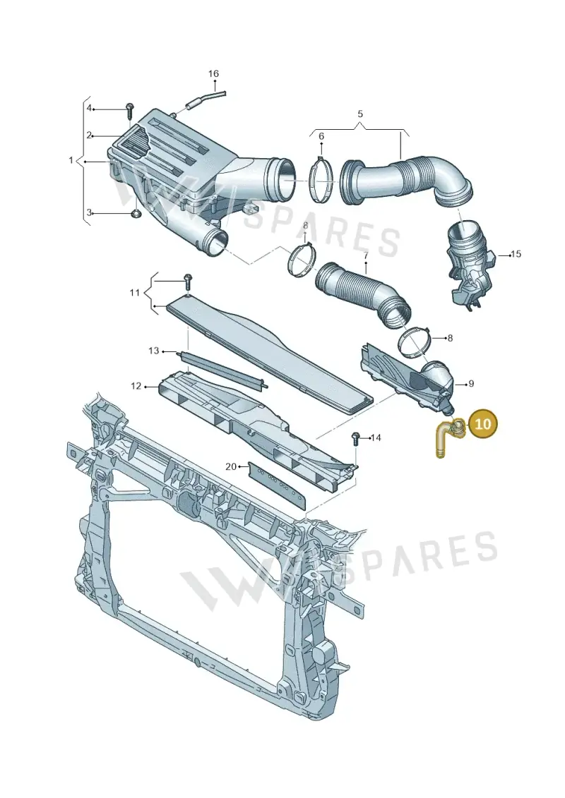5WA129637 — Volkswagen Golf 2.0 BlueMotion (2019-2024) diagram 57x129042, position 10