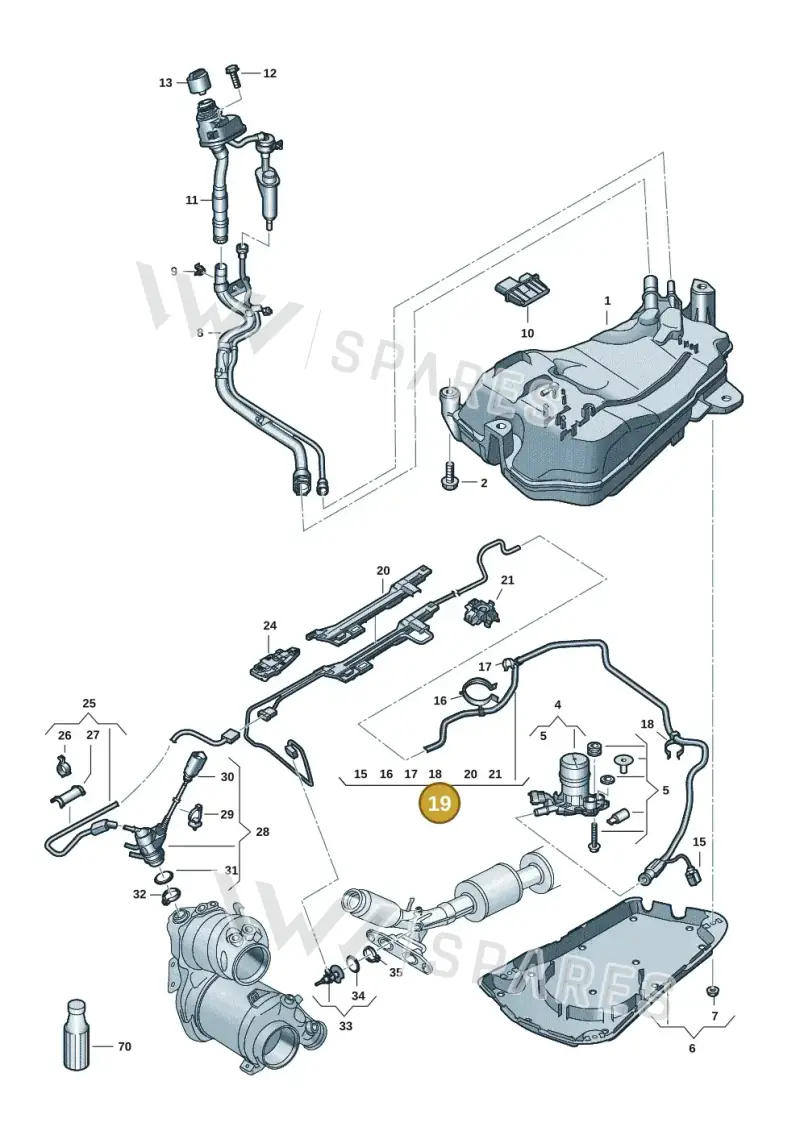 5WA131962 — Volkswagen Golf 2.0 BlueMotion (2019-2024) diagram 5h0253105, position 19