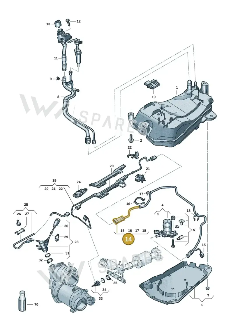 5WA131983A — Volkswagen Golf 2.0 BlueMotion (2019-2024) diagram 5h0253104, position 14