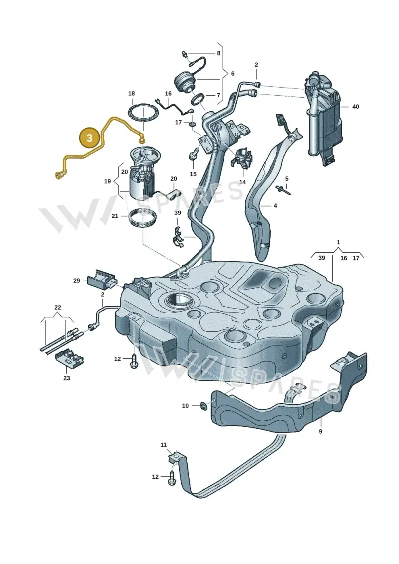 5WA201293B — Volkswagen Golf 2.0 BlueMotion (2019-2024) diagram 5h0201045, position 3