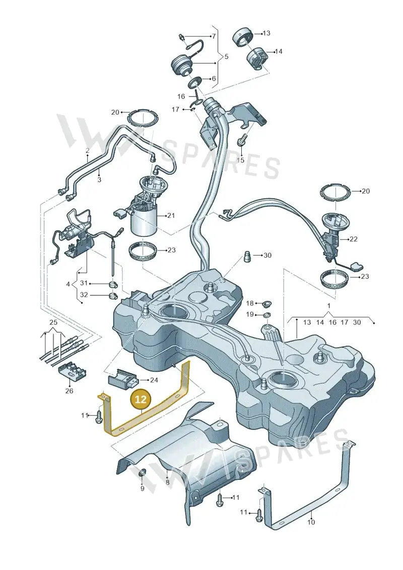 5WA201654 — Volkswagen T-Roc BlueMotion (2017-2024) diagram 813201650, position 12