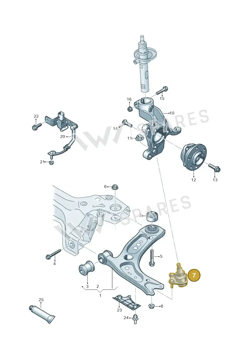 5WA407366 — Volkswagen Golf 2.0 BlueMotion (2019-2024) diagram 5h0407000, position 7