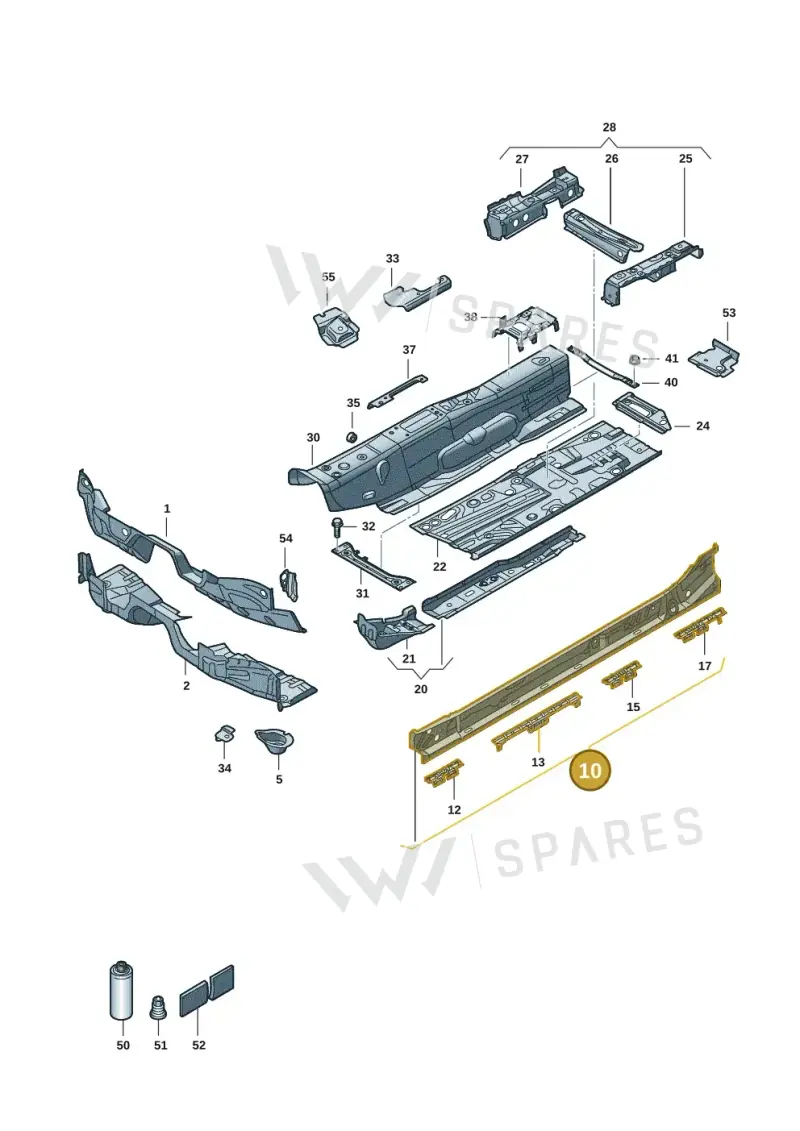 5WA801252 — Volkswagen Golf 2.0 BlueMotion (2019-2024) diagram 5h0803005, position 10