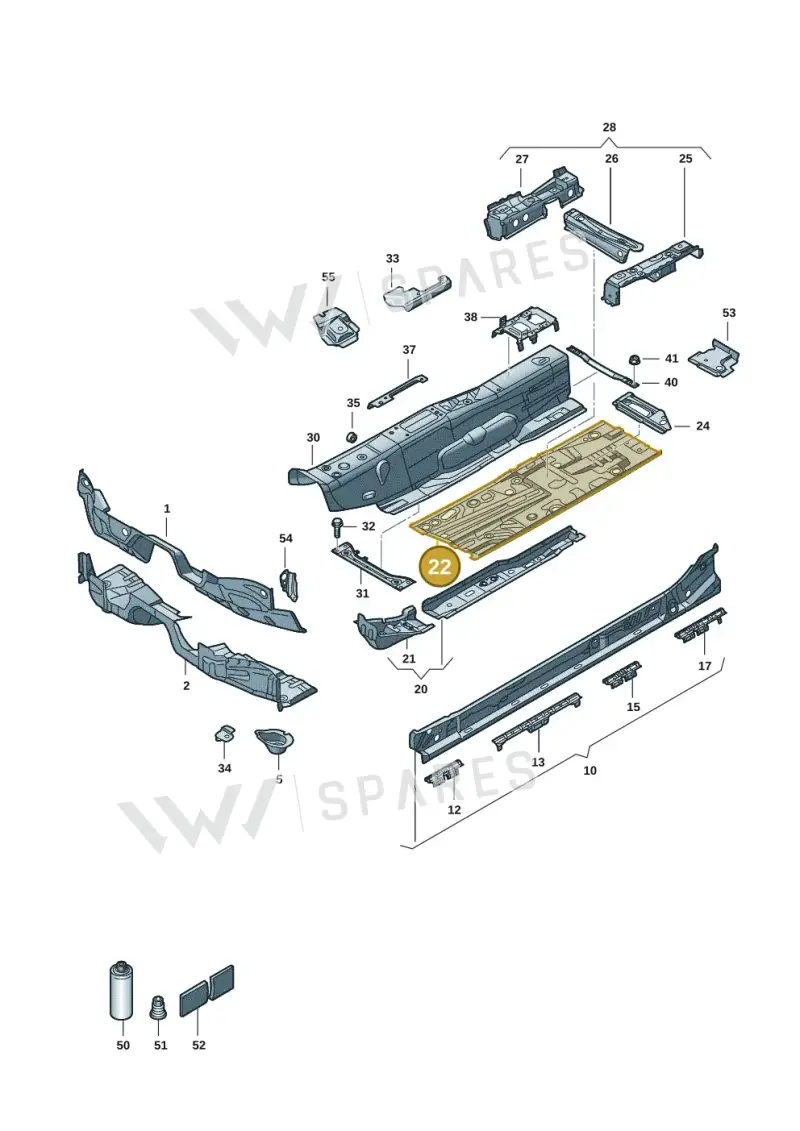 5WA803205 — Volkswagen Golf 2.0 BlueMotion (2019-2024) diagram 5h0803005, position 22