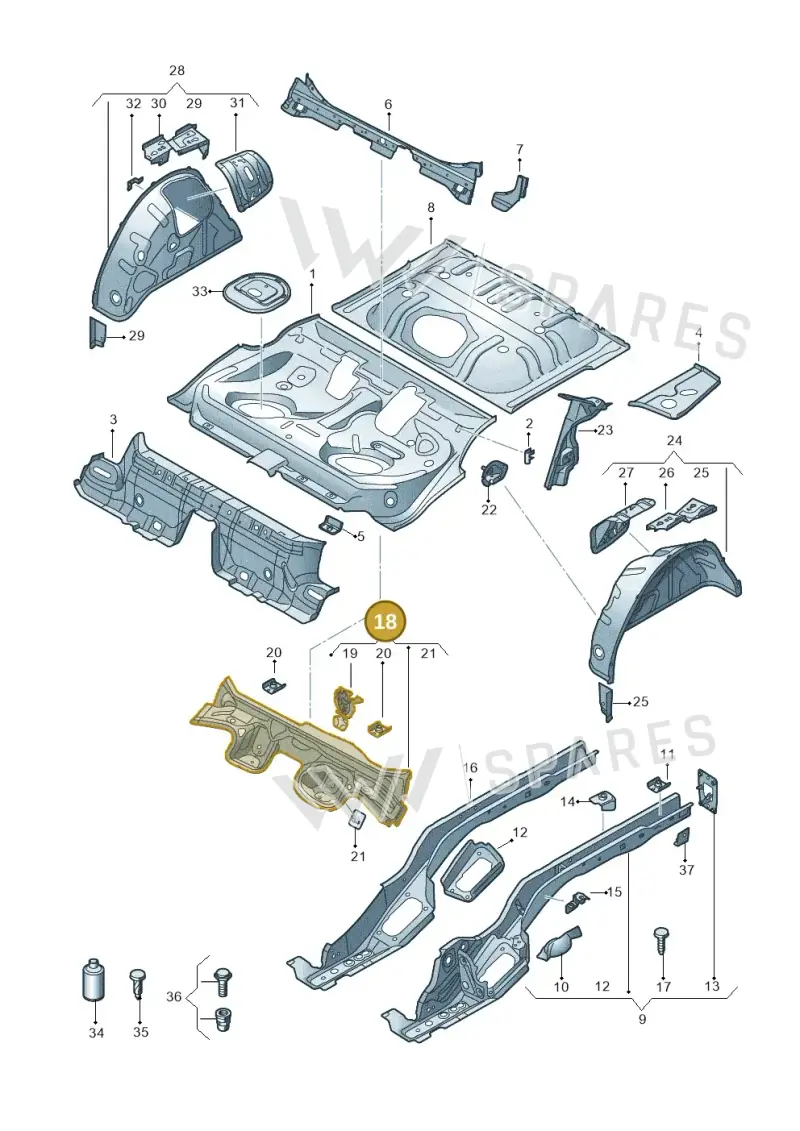 5WA803531F — Volkswagen Golf 2.0 (2016-2020) diagram 745803110, position 18