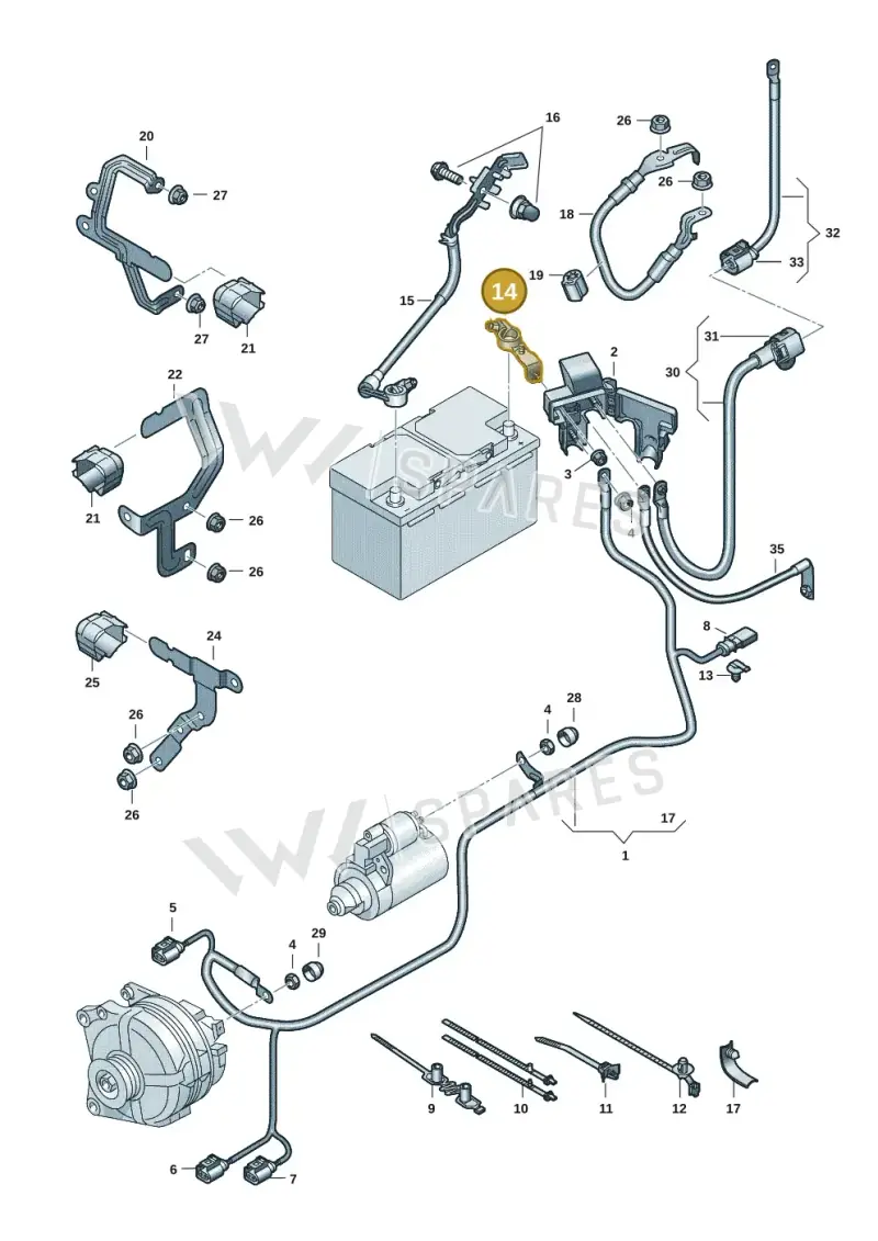 5WA915135A — Volkswagen Golf 2.0 BlueMotion (2019-2024) diagram 5h0971002, position 14