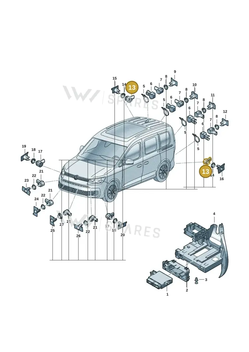 5WA919275 — Volkswagen Caddy Maxi Kombi (2020-2024) diagram 2ka919000, position 13