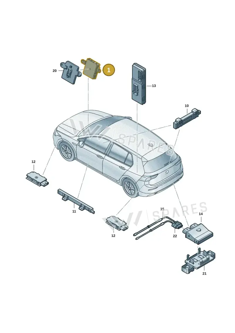 5WA959436Q — Volkswagen Golf 2.0 BlueMotion (2019-2024) diagram 5h0909000, position 1