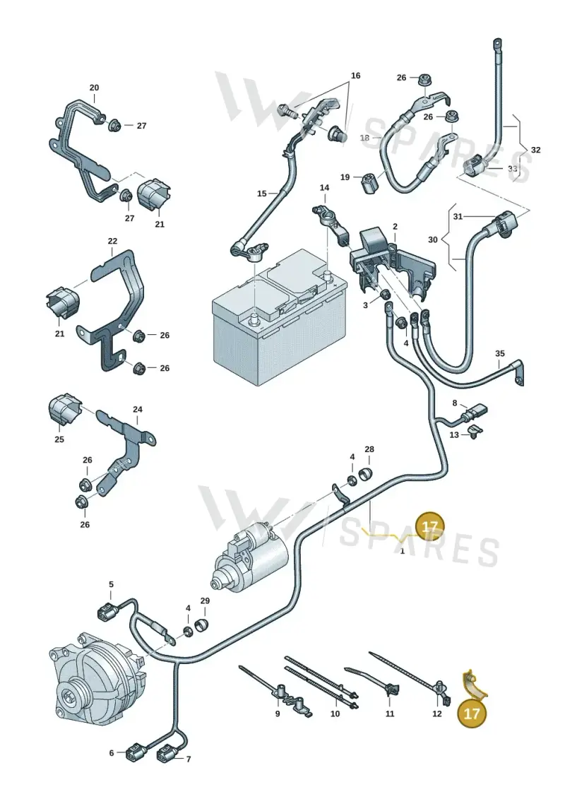 5WA971848A — Volkswagen Golf 2.0 BlueMotion (2019-2024) diagram 5h0971002, position 17
