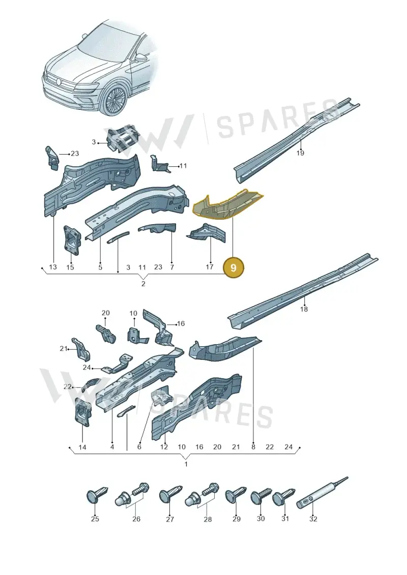 5WF803210 — Volkswagen Tiguan (2024-) diagram 884803000, position 9