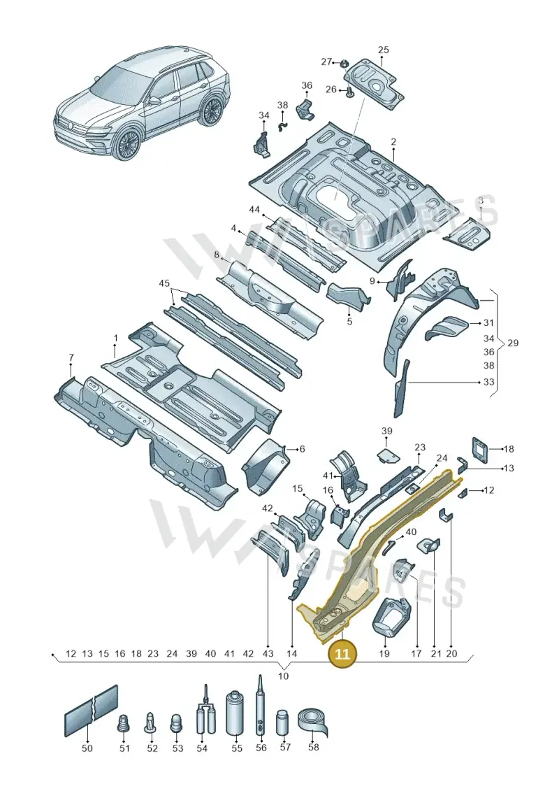 5WF803506 — Volkswagen Tiguan 2.0 4Motion (2016-2024) diagram 884803025, position 11