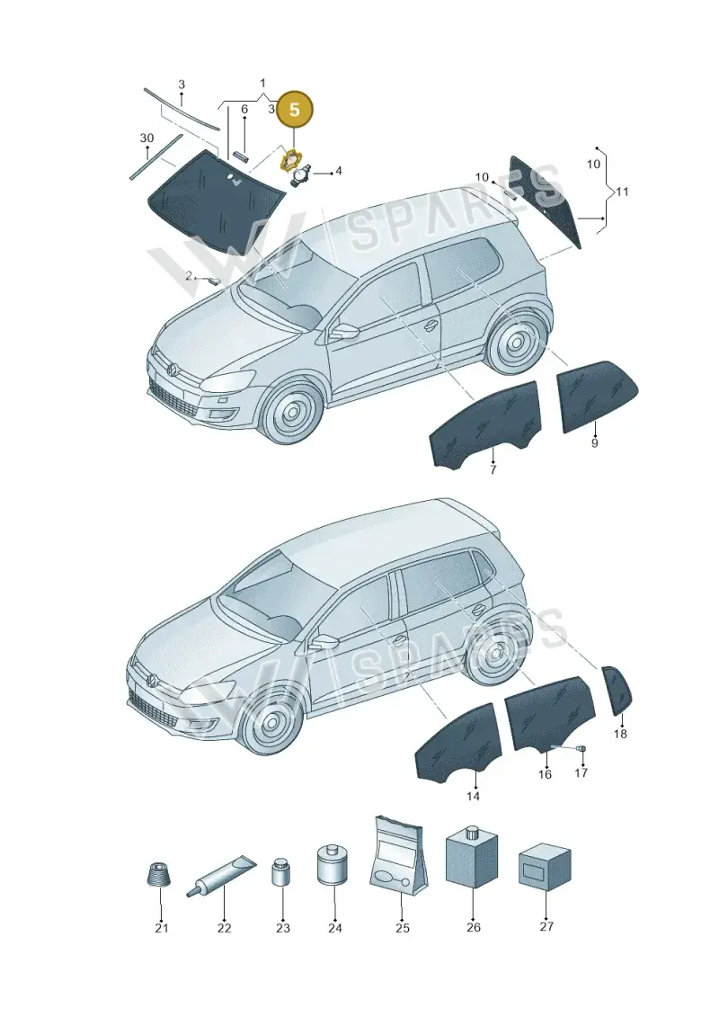 5Z0857587 — Volkswagen Polo (2009-2014) diagram 672845000, position 5