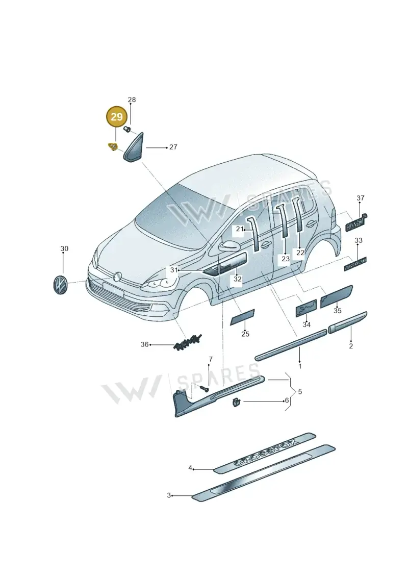 5Z0867299 — Volkswagen Crossfox (2014-2021) diagram 558853000, position 29
