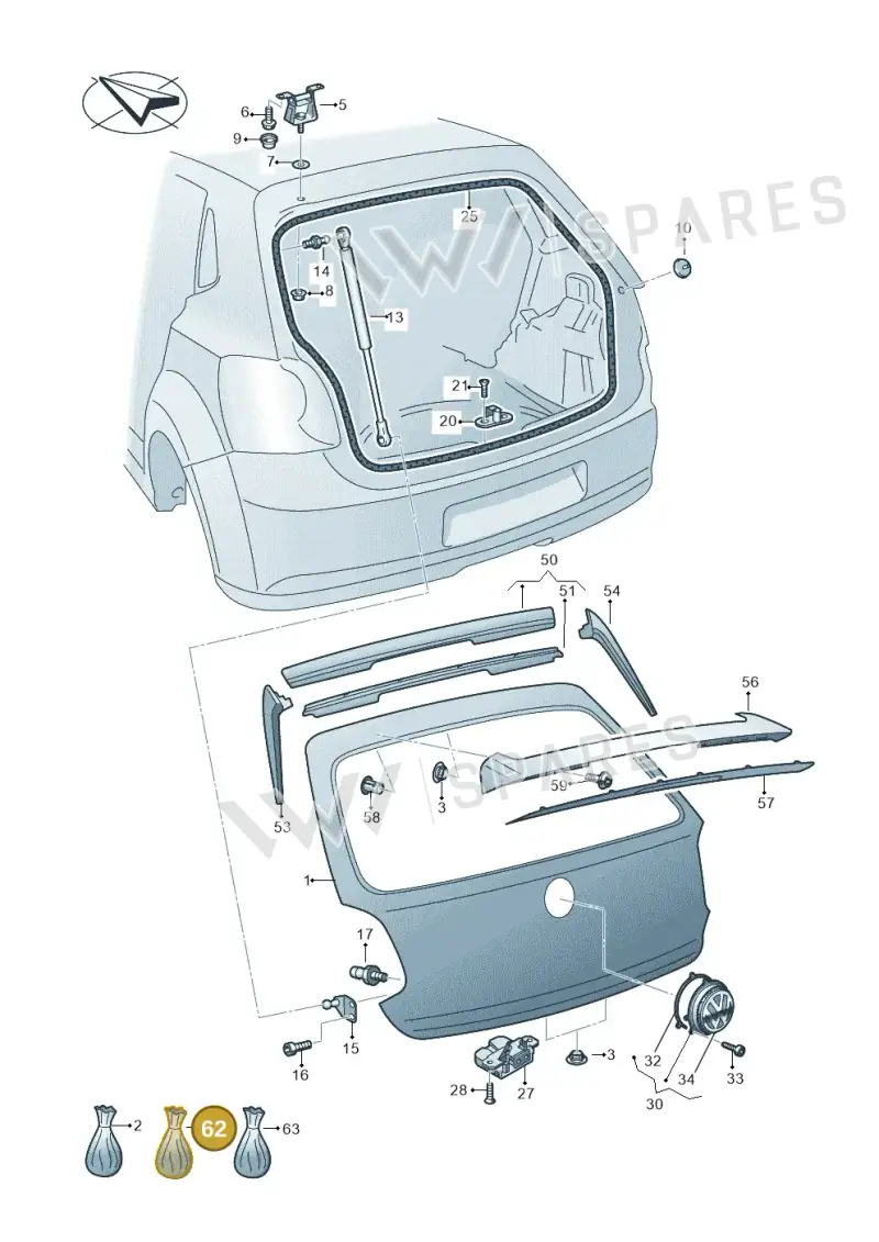 6C0898533A — Volkswagen Polo 1.4 BlueMotion (2014-2017) diagram 773827000, position 62