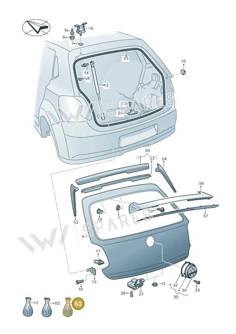 6C0898533B — Volkswagen Polo 1.4 BlueMotion (2014-2017) diagram 773827000, position 63