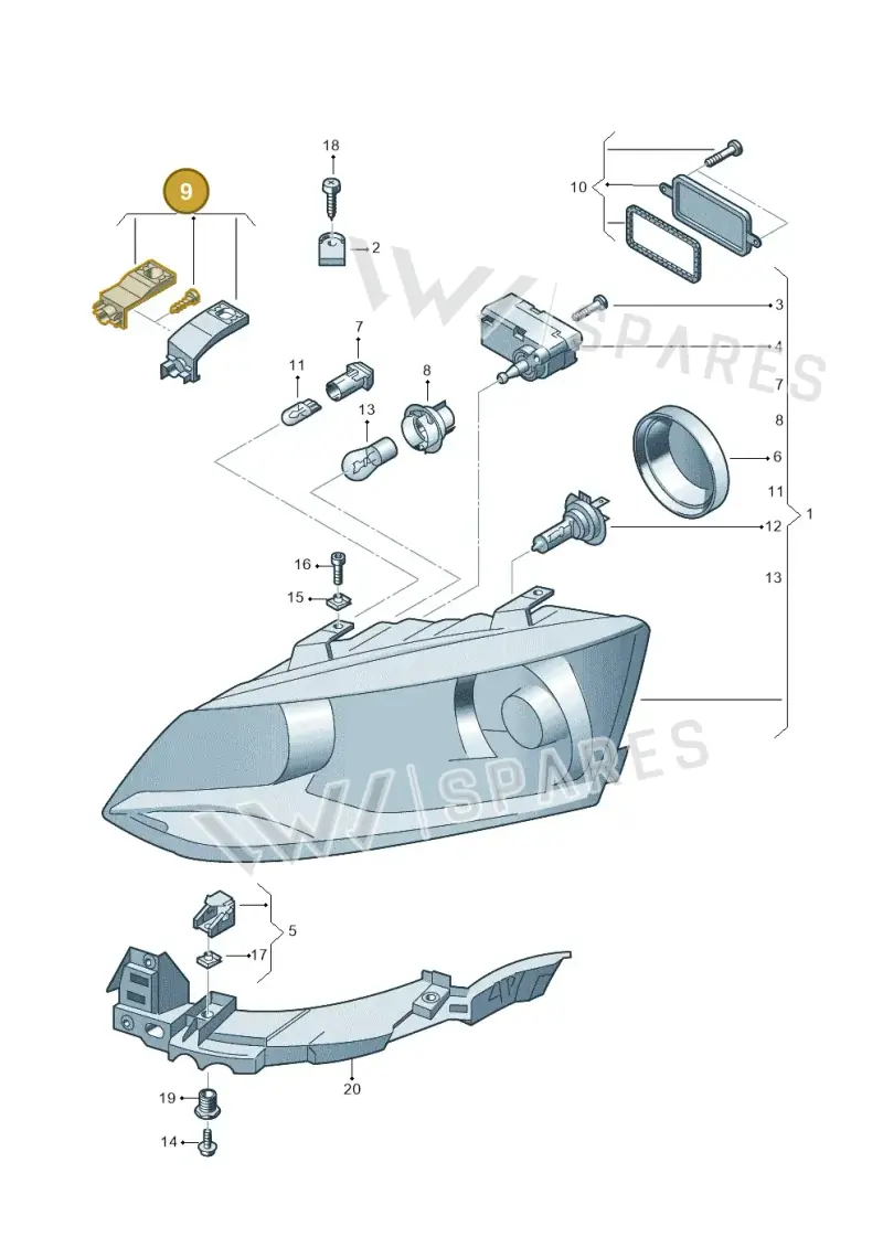 6C0998225 — Volkswagen Polo (2010-2015) diagram 678941000, position 9