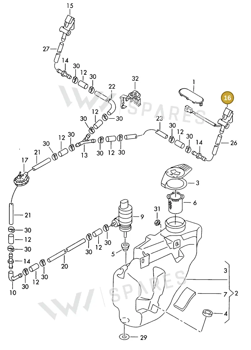 6E0955986 — Volkswagen GOLF CABRIO (2002-2002) diagram 214955100, position 16
