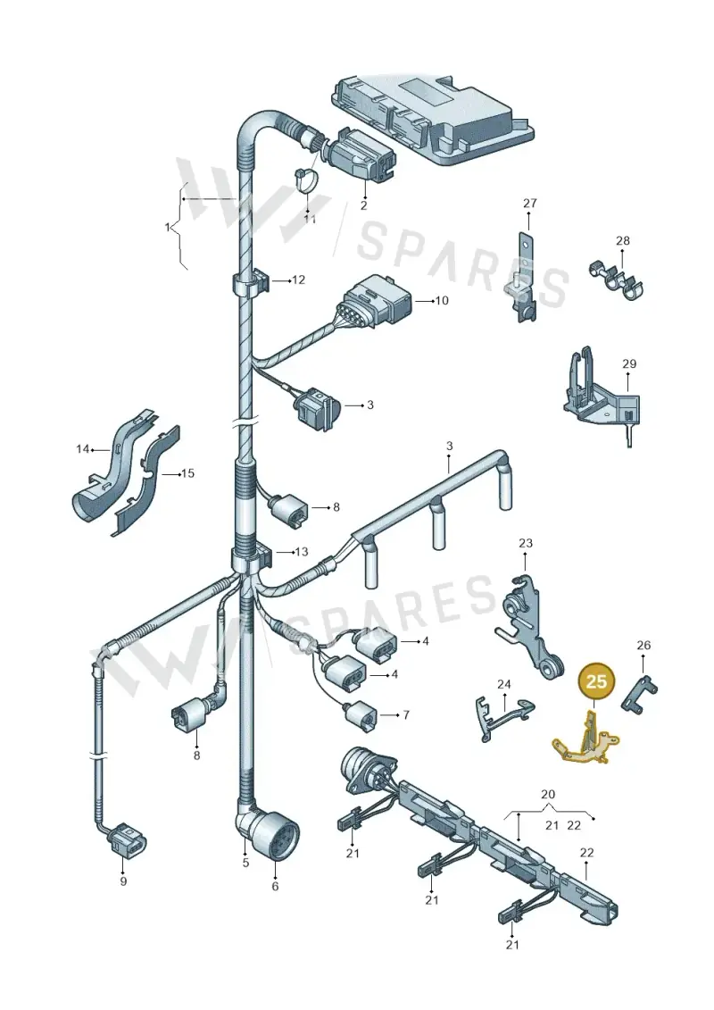 6E0971501B — Volkswagen Polo (2009-2014) diagram 253971300, position 25
