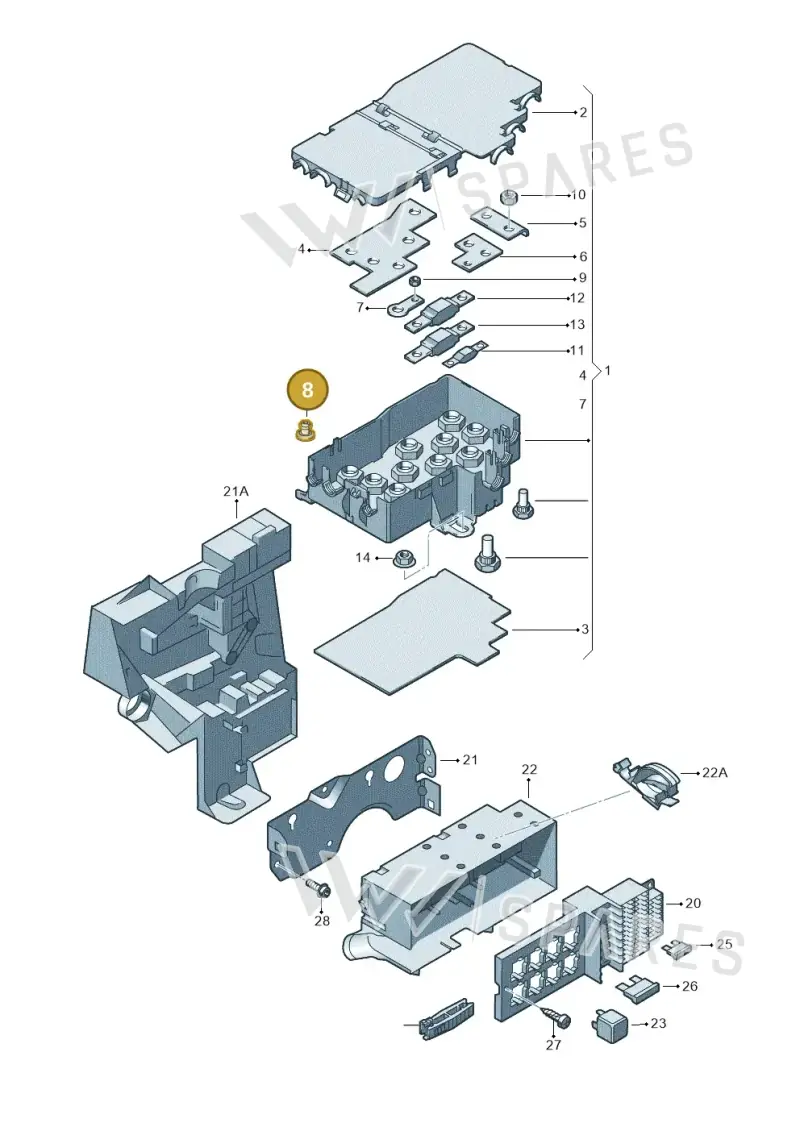 6K0906275 — Volkswagen Phaeton 4motion (2010-2016) diagram 258937200, position 8
