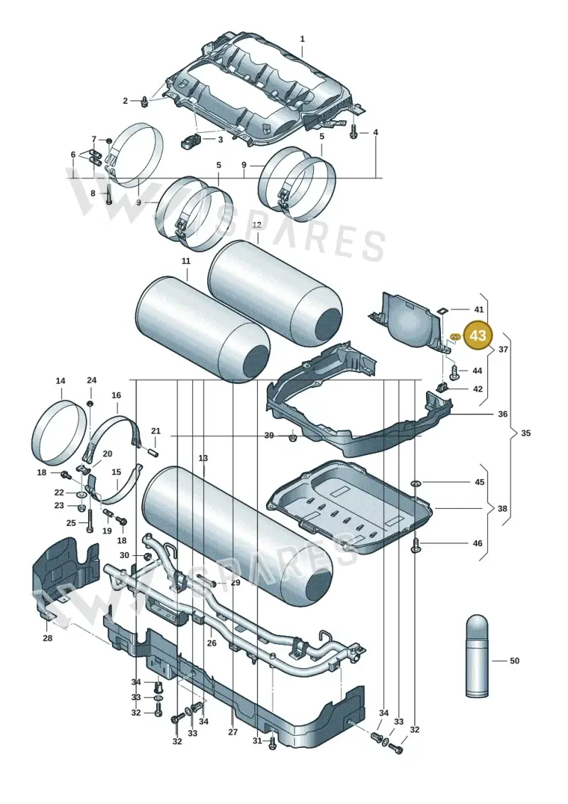 6N0129355 — Volkswagen Golf 2.0 BlueMotion (2019-2024) diagram 5h0201010, position 43