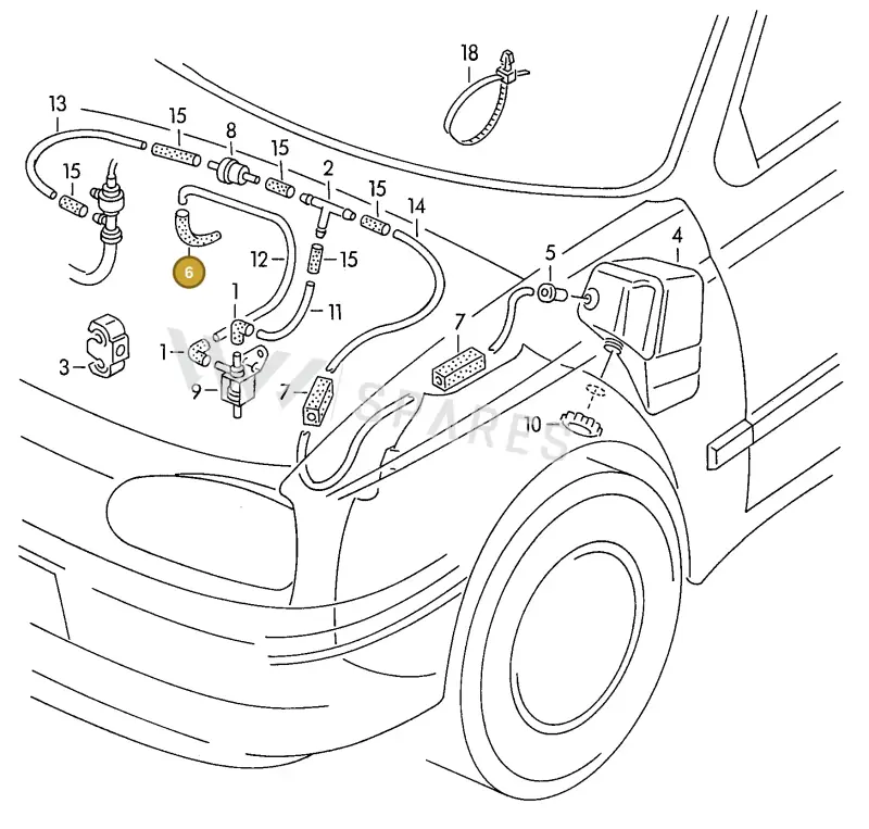 6N0820641A — Volkswagen GOLF CABRIO (2002-2002) diagram 121820400, position 6