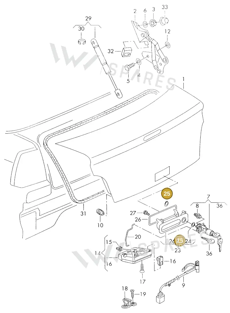 6N0827628 — Volkswagen GOLF CABRIO (2002-2002) diagram 214827000, position 25