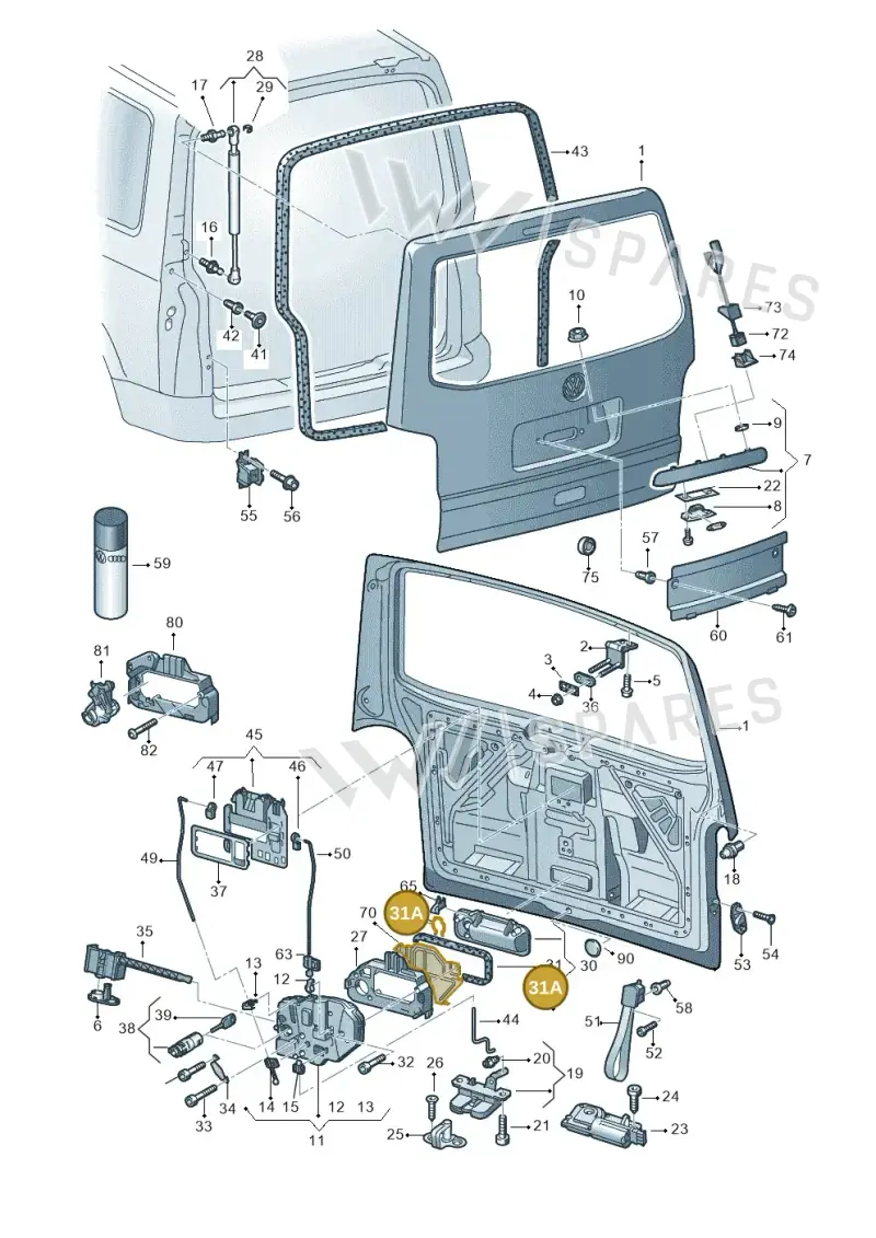 6N0827628 — Volkswagen Transp. caravelle (2011-2015) diagram 410827300, position 31A