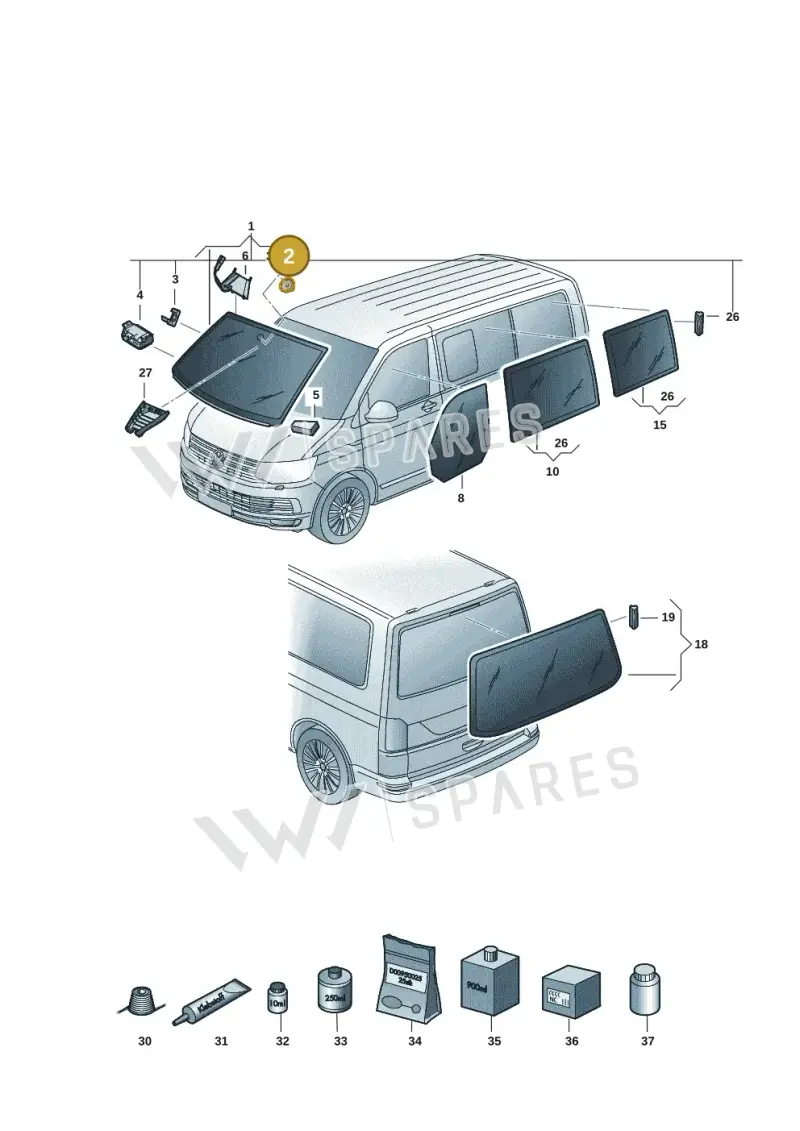 6N0845543 — Volkswagen Transport. multivan (2019-2024) diagram 7em845000, position 2