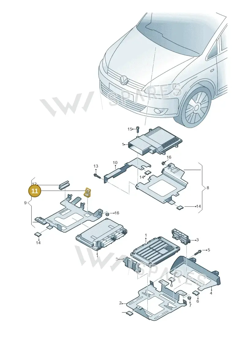 6N0906356 — Volkswagen Caddy Maxi Kombi (2010-2015) diagram 690906220, position 11