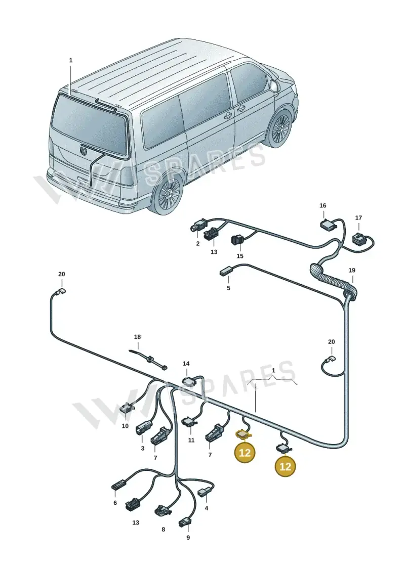 6N0972704 — Volkswagen Transport. multivan (2019-2024) diagram 7em972082, position 12