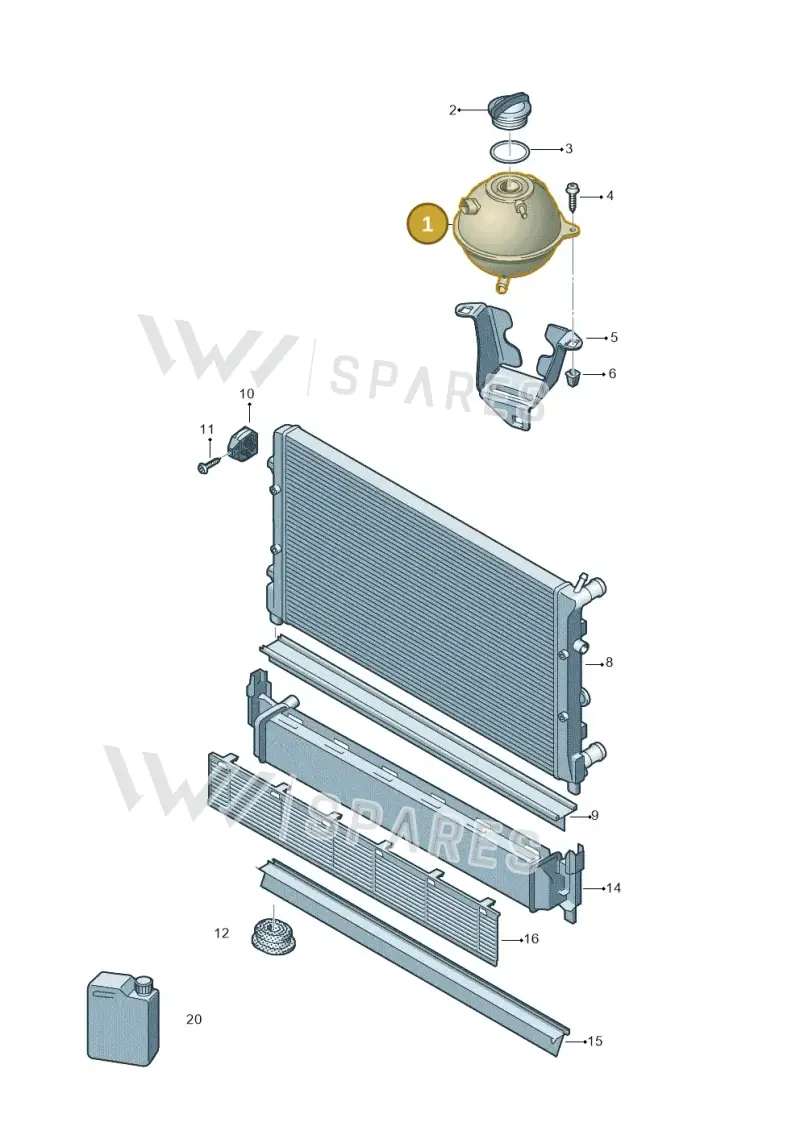 6Q0121407B — Volkswagen Polo (2012-2014) diagram 747121780, position 1