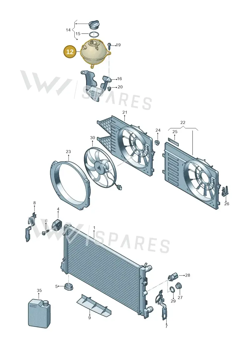 6Q0121407B — Volkswagen Polo 1.4 BlueMotion (2014-2017) diagram 773121810, position 12