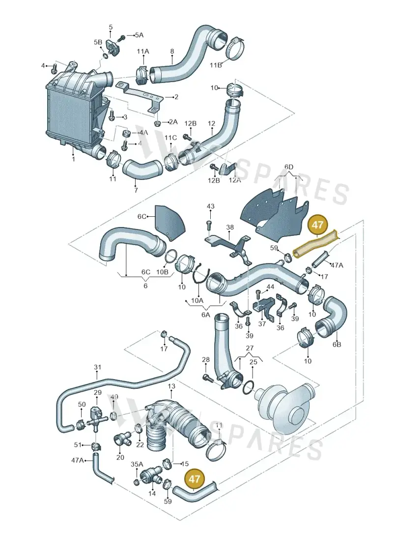 6Q0145712 — Volkswagen Polo (2008-2009) diagram 461145850, position 47