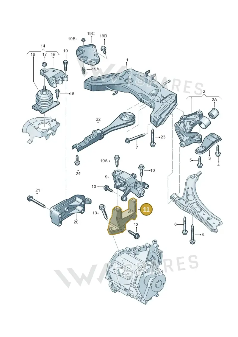 6Q0199111P — Volkswagen Polo (2011-2014) diagram 253199200, position 11