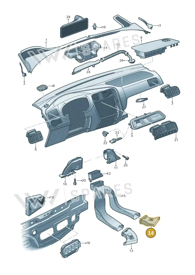 6Q0819894B — Volkswagen Polo 1.4 BlueMotion (2014-2017) diagram 672819300, position 14