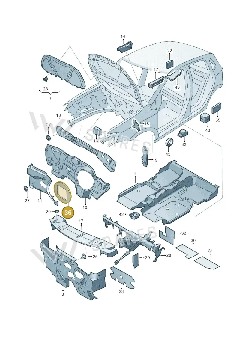 6Q0863829 — Volkswagen Polo 1.4 BlueMotion (2014-2017) diagram 672863200, position 36