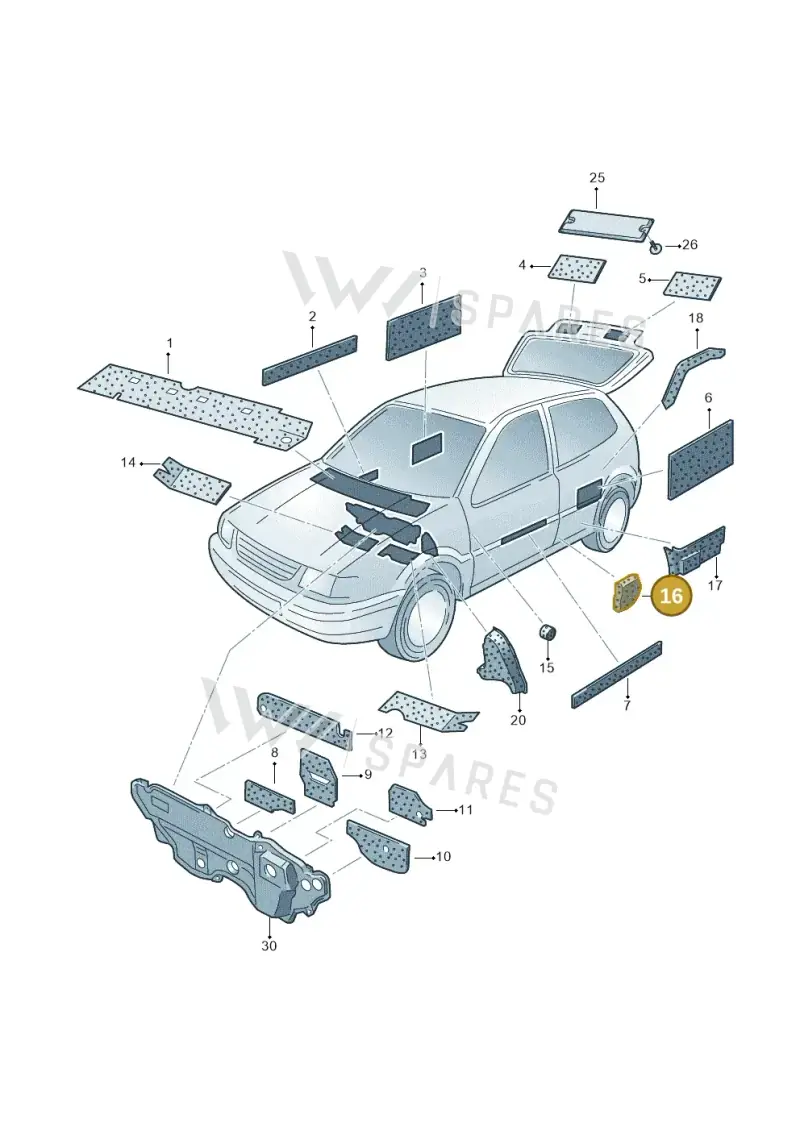 6Q0864732 — Volkswagen Polo (2008-2009) diagram 158863400, position 16