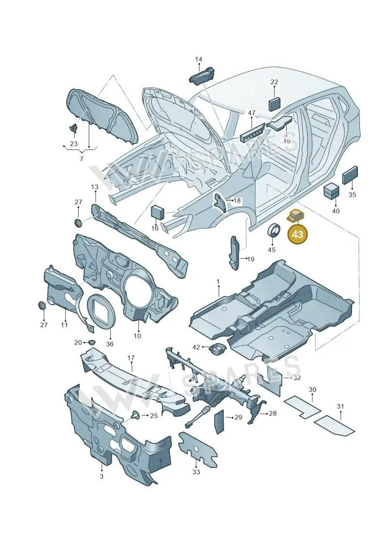 6Q0864732 — Volkswagen Polo 1.4 BlueMotion (2014-2017) diagram 672863200, position 43