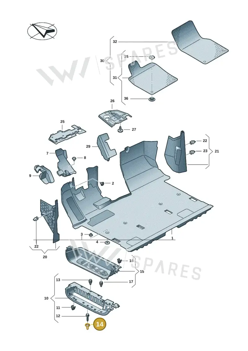 6Q0867334 — Volkswagen Multivan (2021-) diagram 7t0863000, position 14