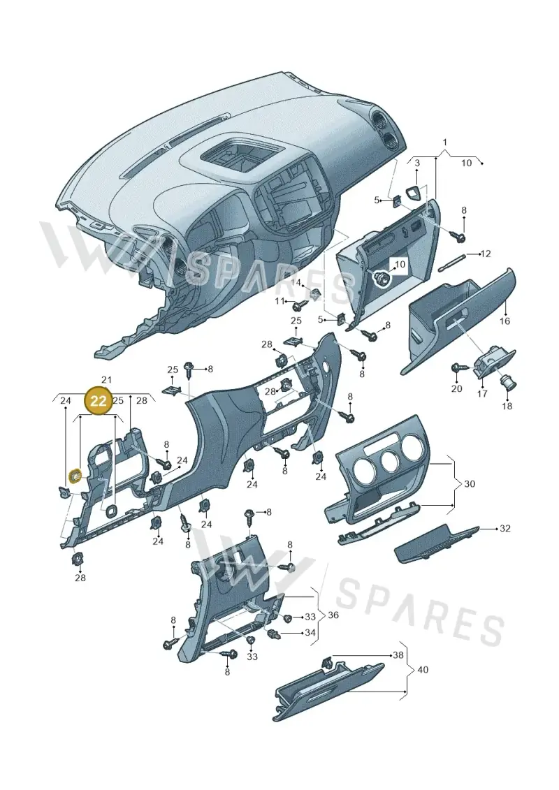 6Q0898540 — Volkswagen Golf Plus (2011-2014) diagram 459857200, position 22