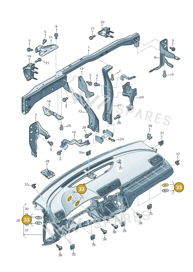 6Q0898540 — Volkswagen Passat CC (2008-2012) diagram 460857000, position 33