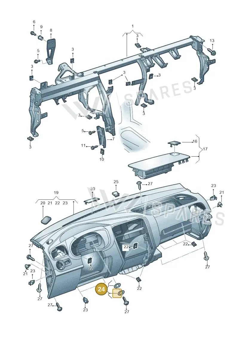6Q0898540 — Volkswagen Polo 1.4 BlueMotion (2014-2017) diagram 672857000, position 24
