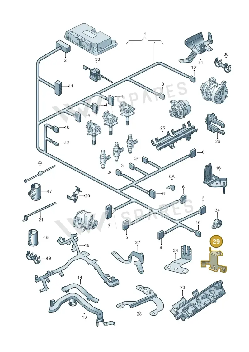 6Q0971501D — Volkswagen FOX                  M.05> (2005-) diagram 225971030, position 29