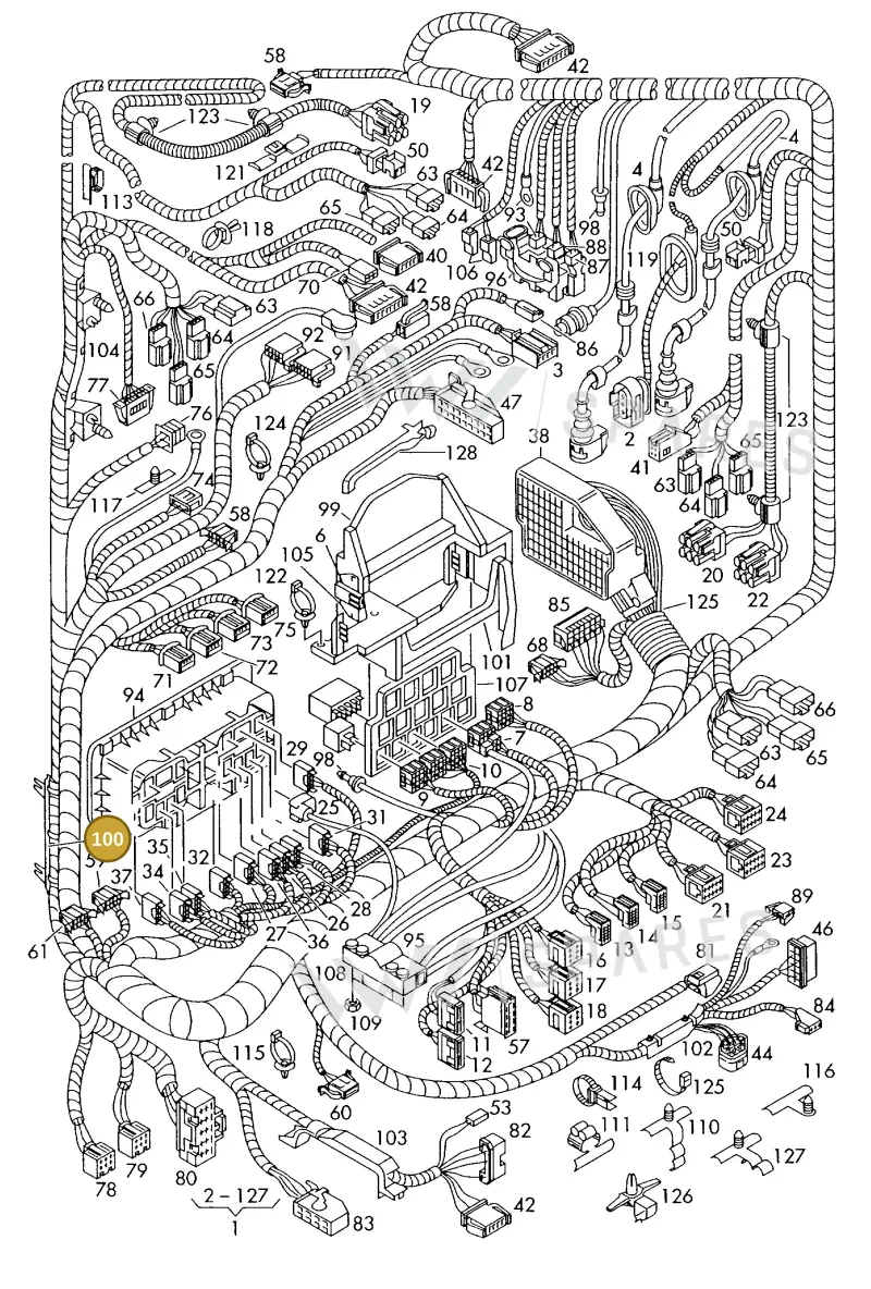 6Q0971615AB — Volkswagen Polo (2011-2014) diagram 225971850, position 100