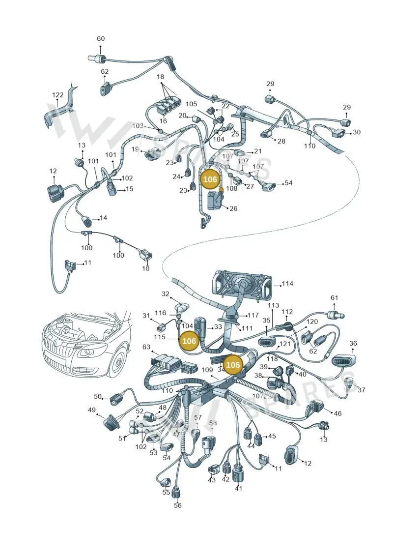 6Q0971615AD — Skoda Roomster (2010-2015) diagram 608971810, position 106